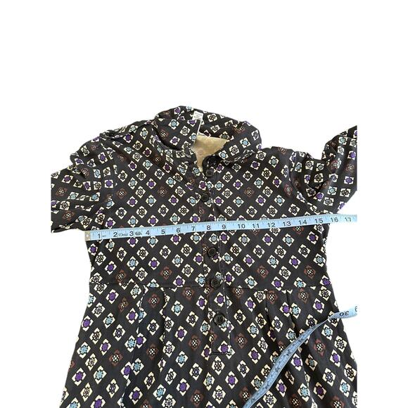 Diane Von Furstenburg Black Mod Silk Business Office Button Up Dress Size 6 - Picture 8 of 10